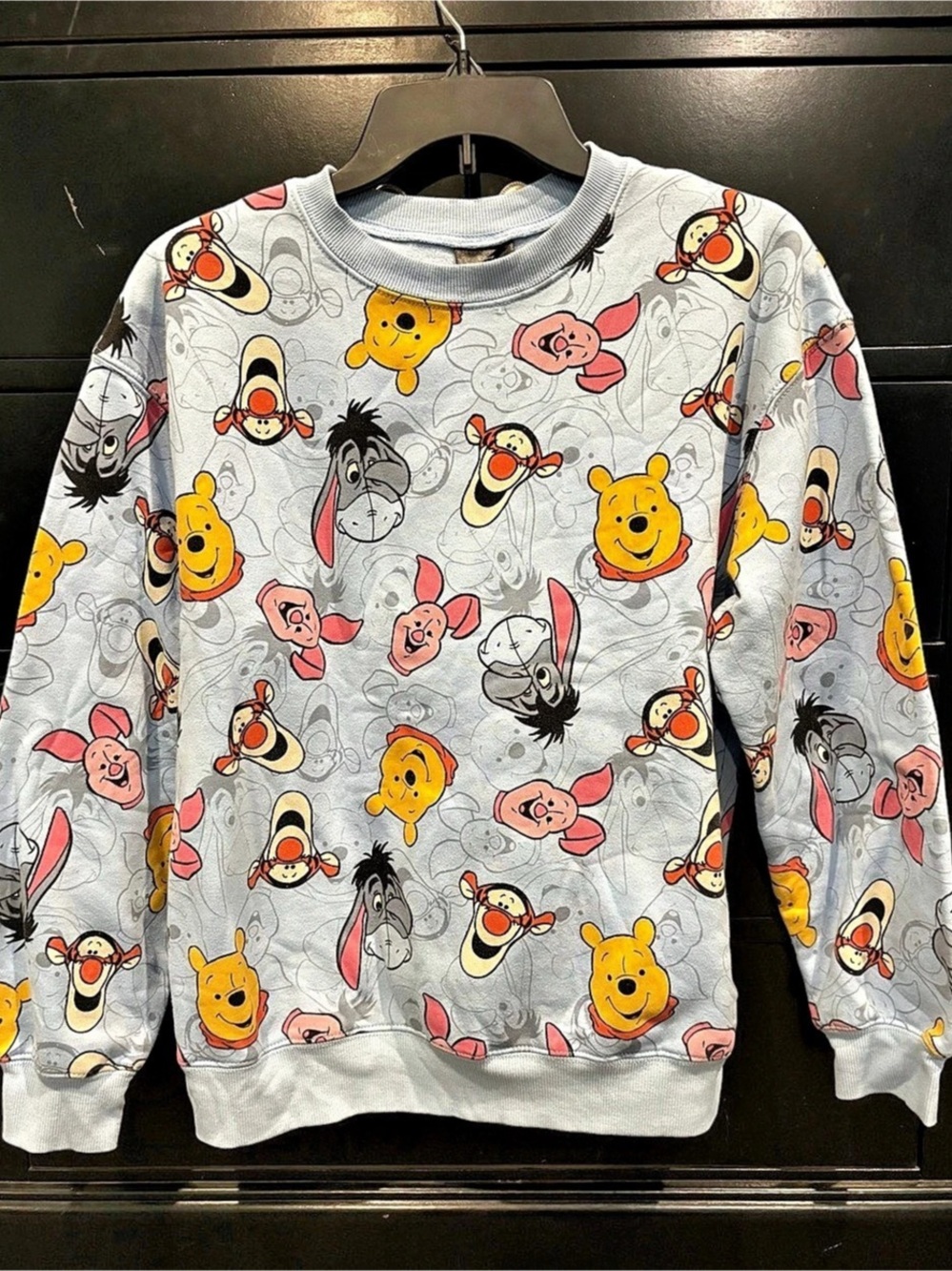 Disney Winnie the Pooh Women’s Light Blue Sweatshirt Size Small Like New